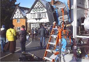 Don't shiver, it's supposed to be Spring (look at the snow on the roof)!  BBC tv filming for UK tv at the end of January.